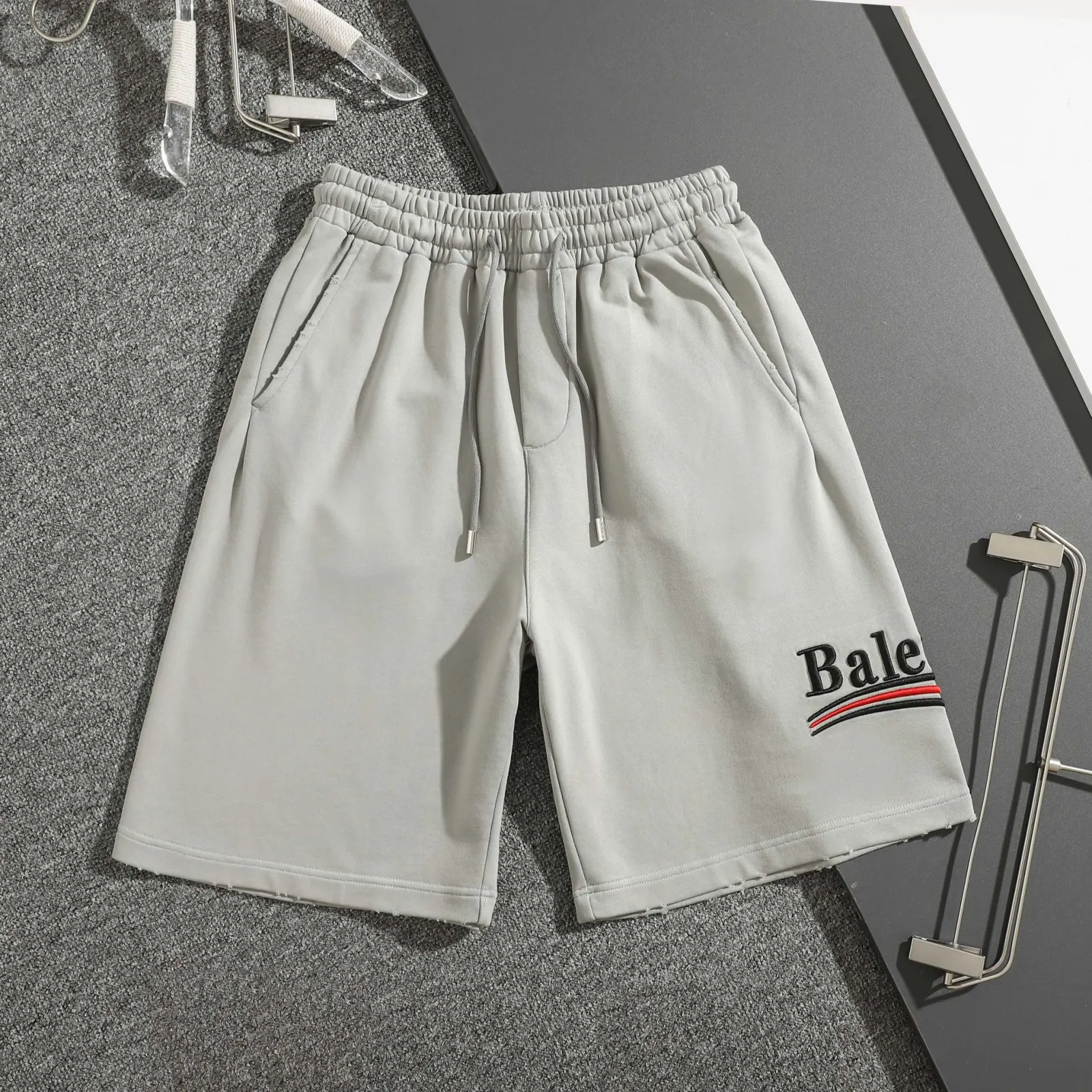 Balenciaga Gray Logo Short Sleeve T-Shirt Street Casual