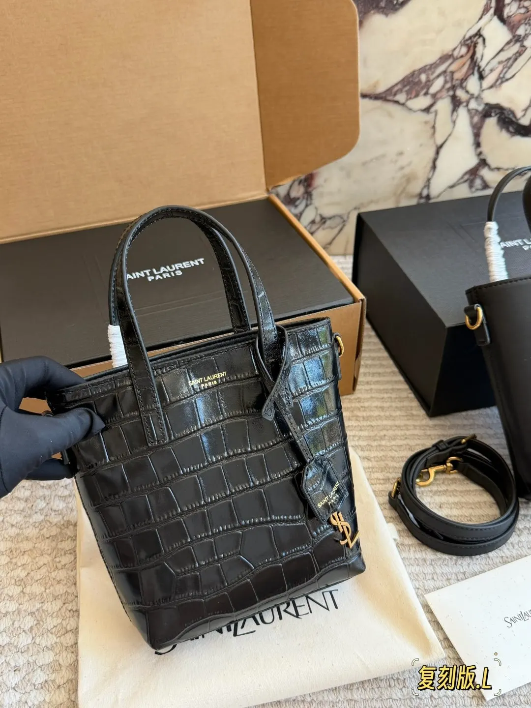 YSL 牛皮 盒 迷你 水 水桶包 休閒水桶款