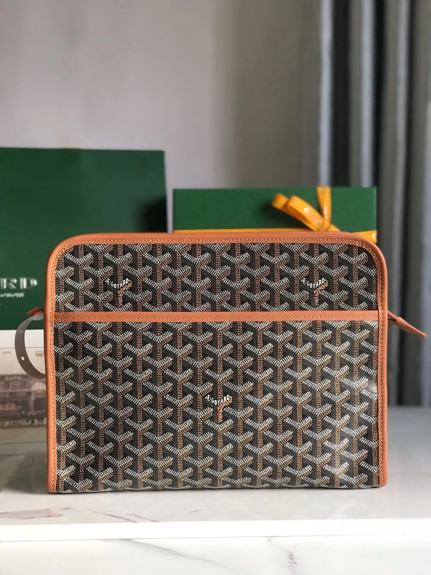 Goyard 黃色 牛皮 手拿包 精致手拿款