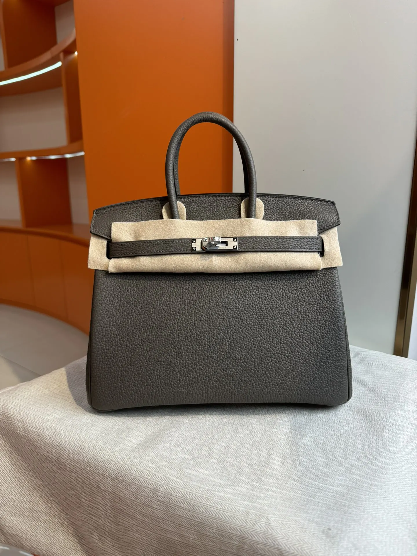 Birkin 铂金 进口Togo皮 锡器灰 銀扣 手提包 通勤手提款