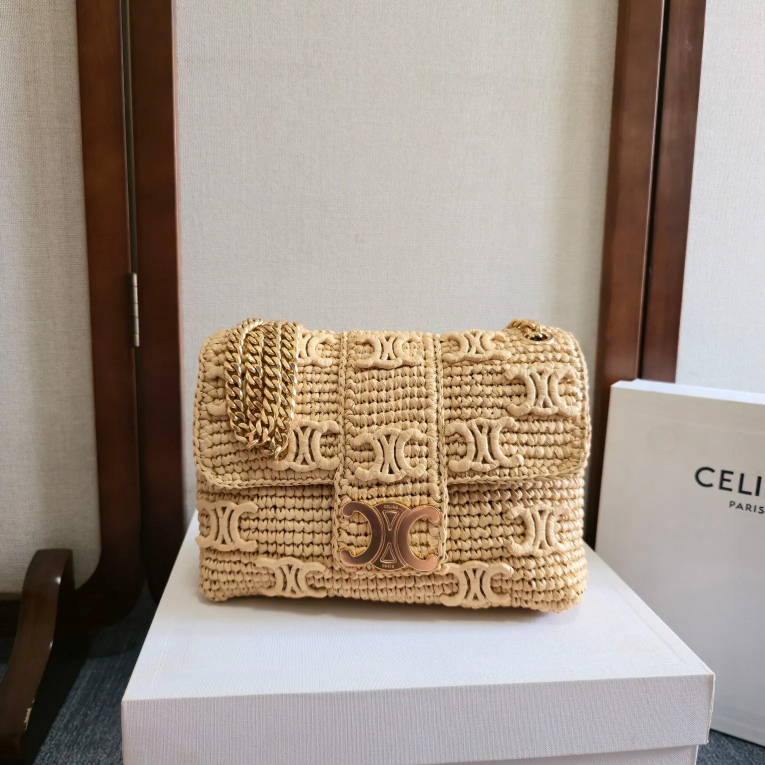Celine Triomphe 金色 羊皮 鏈條包 精致鏈條款