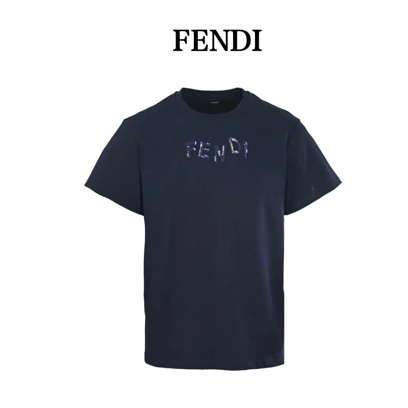 Fendi 藏青 字母 刺繡 短袖T恤 日常百搭款(數字1) Fendi 藏青 字母 刺繡 短袖T恤 日常百搭款(數字1)