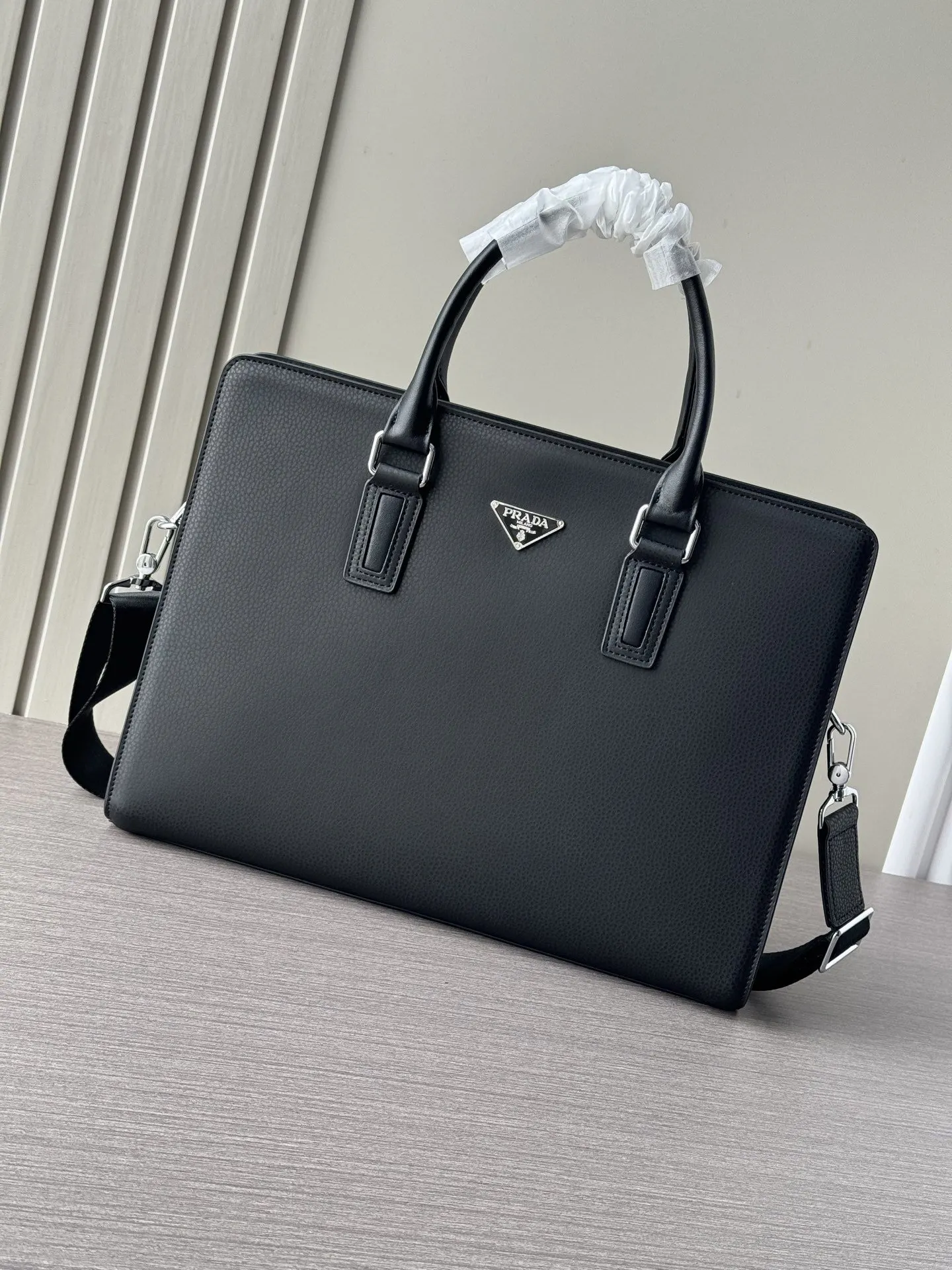 Prada 黑色 藍色 小牛皮 公文包 商務通勤款