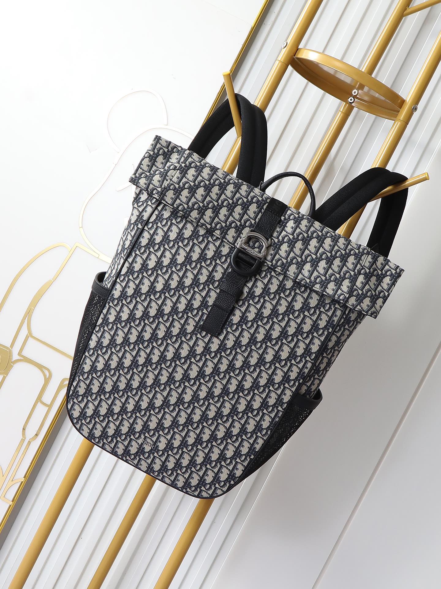 Dior 米色 牛皮 市场 欢迎对比 卷顶双肩 米色 Obli 双肩包 实用双肩款