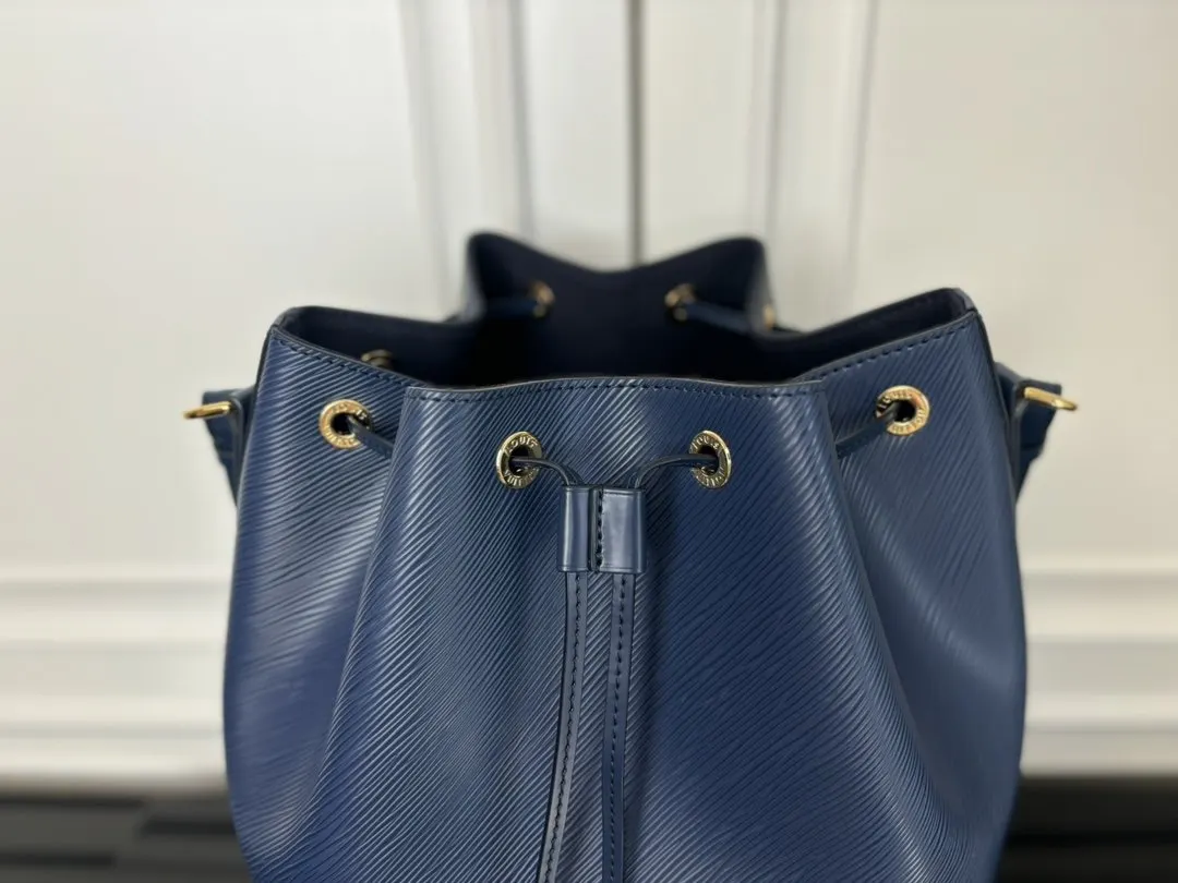 Blue Bucket Bag Casual Leather