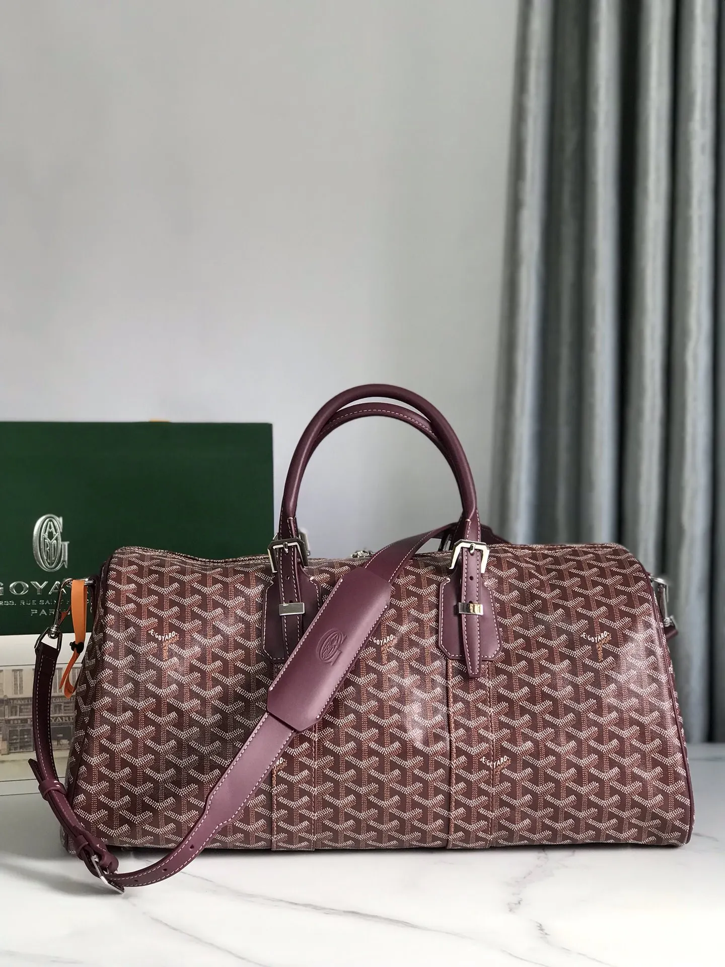 Goyard 深藍 酒紅 小牛皮 旅行袋 大容量旅行款