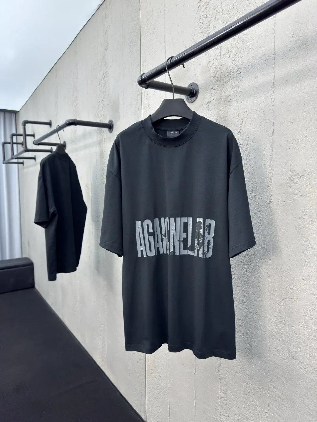 Balenciaga Black Cotton Logo Short Sleeve T-Shirt Street Cas