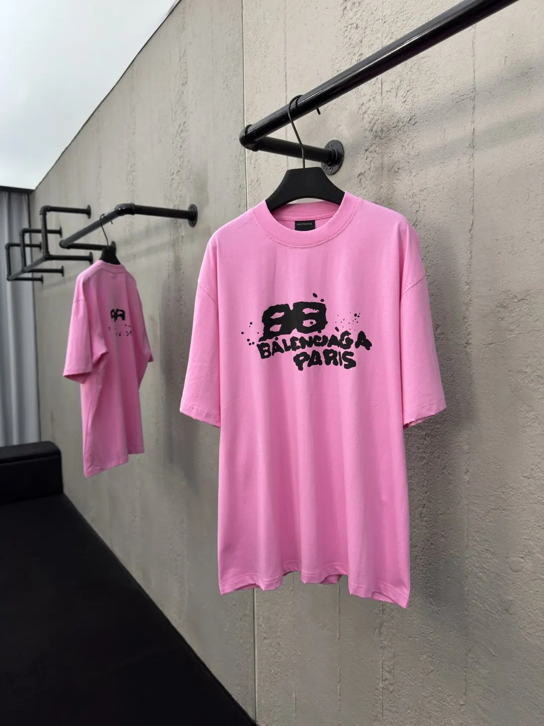 Balenciaga 粉色 純棉 Logo 短袖T恤 街頭休閒款