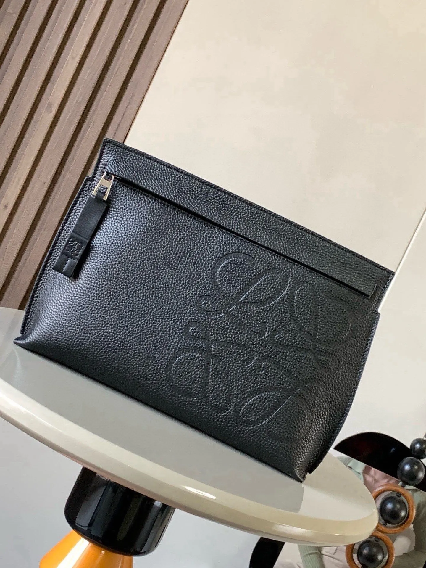黑色 小牛皮 粒面牛皮革TT Pouch手包 家的皮具 腋下包 復古腋下背款
