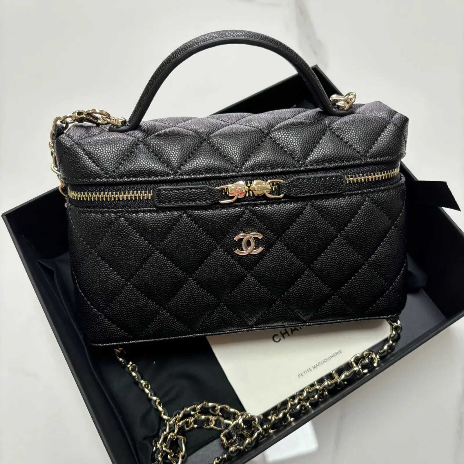 CHANEL 牛皮 品牌 球纹牛皮 五金 质量 化妝包 便携收納款