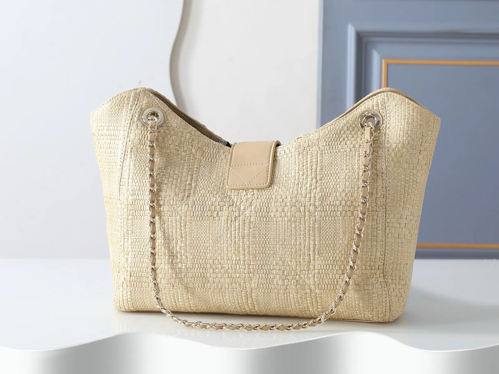 Beige Gold Hobo Shoulder Bag Vintage