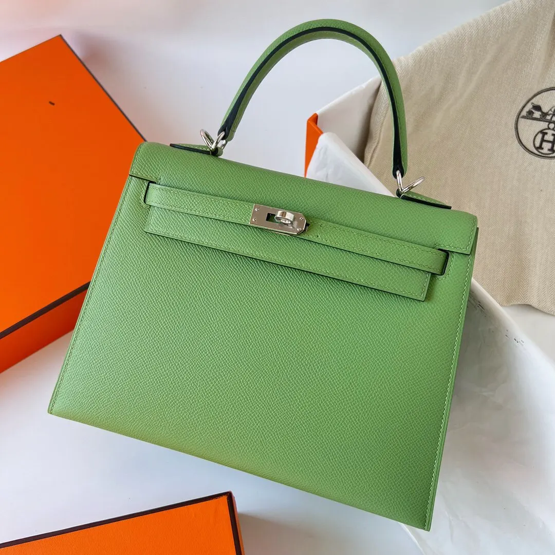 Hermes Kelly 牛油果綠 Epsom掌纹牛皮 手提包 25cm 經典款