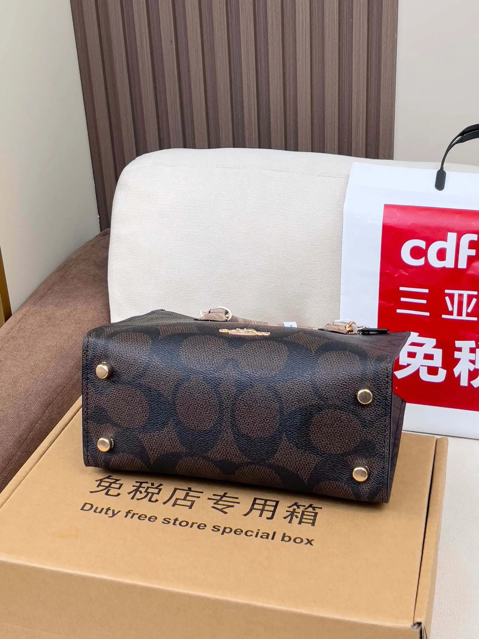 Coach 黑色 老花 托特包 大容量托特款