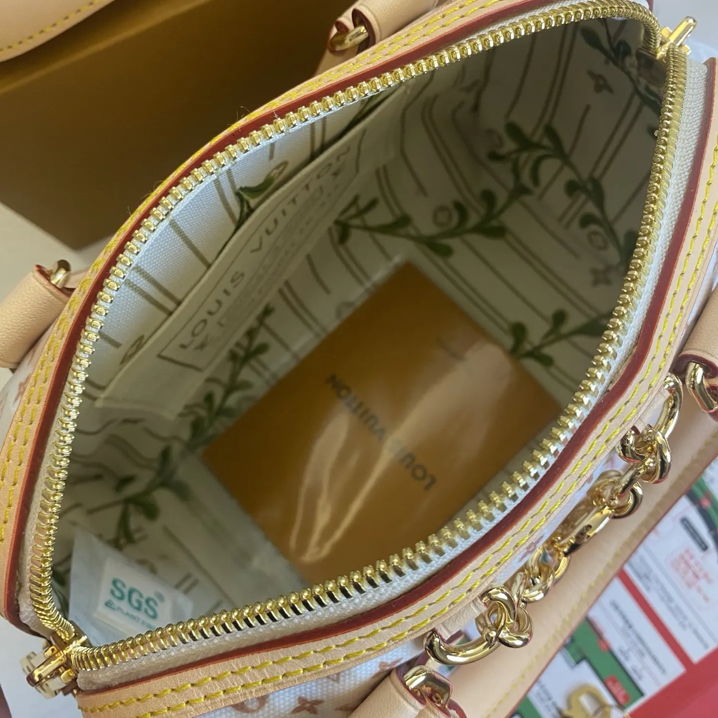 LV Speedy 蓝色 米色 帆布 链条包 精致链条款