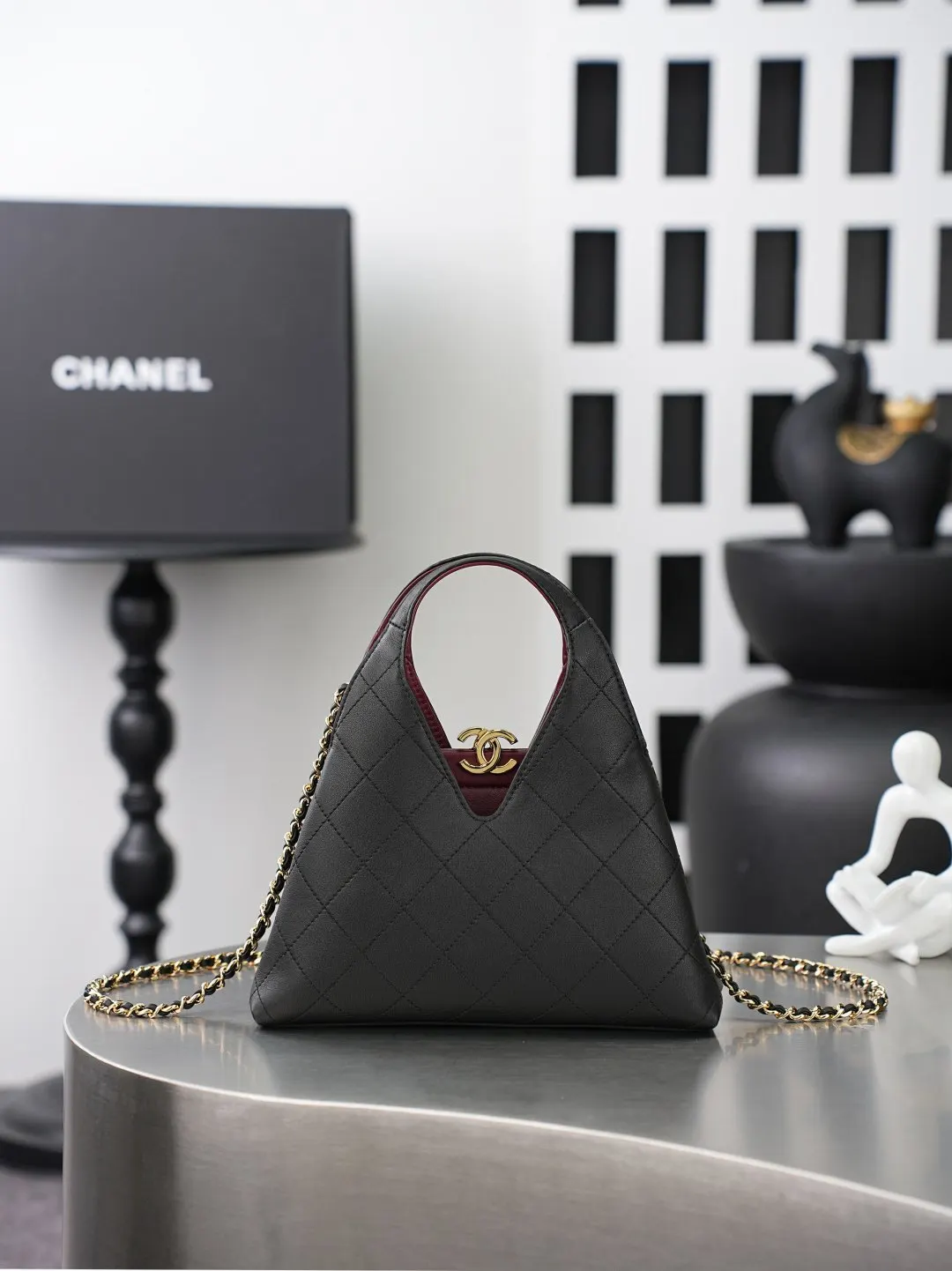 Black Red Chain Bag Premium Leather