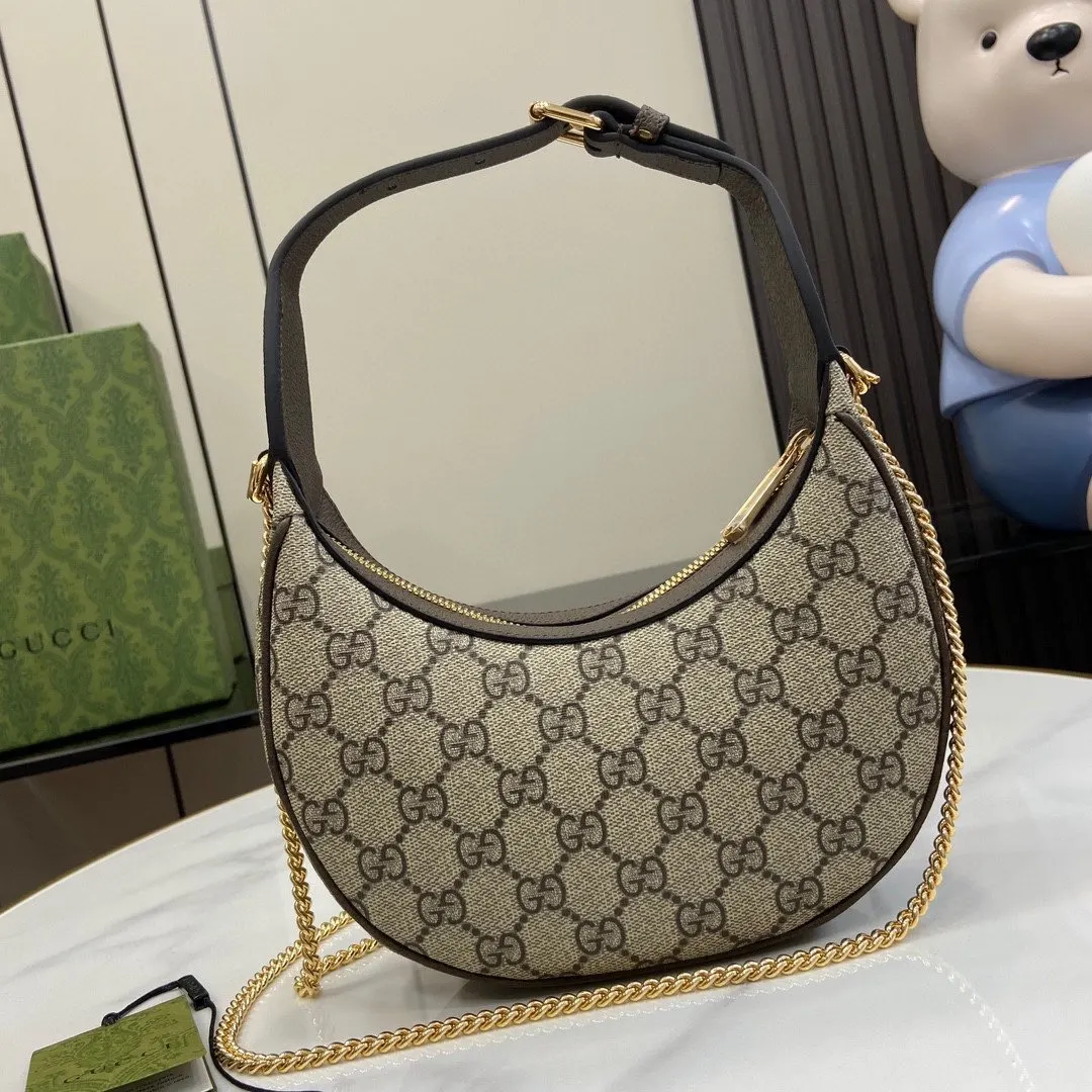 Gucci 棕色 金色 帆布 鏈條包 精致鏈條款