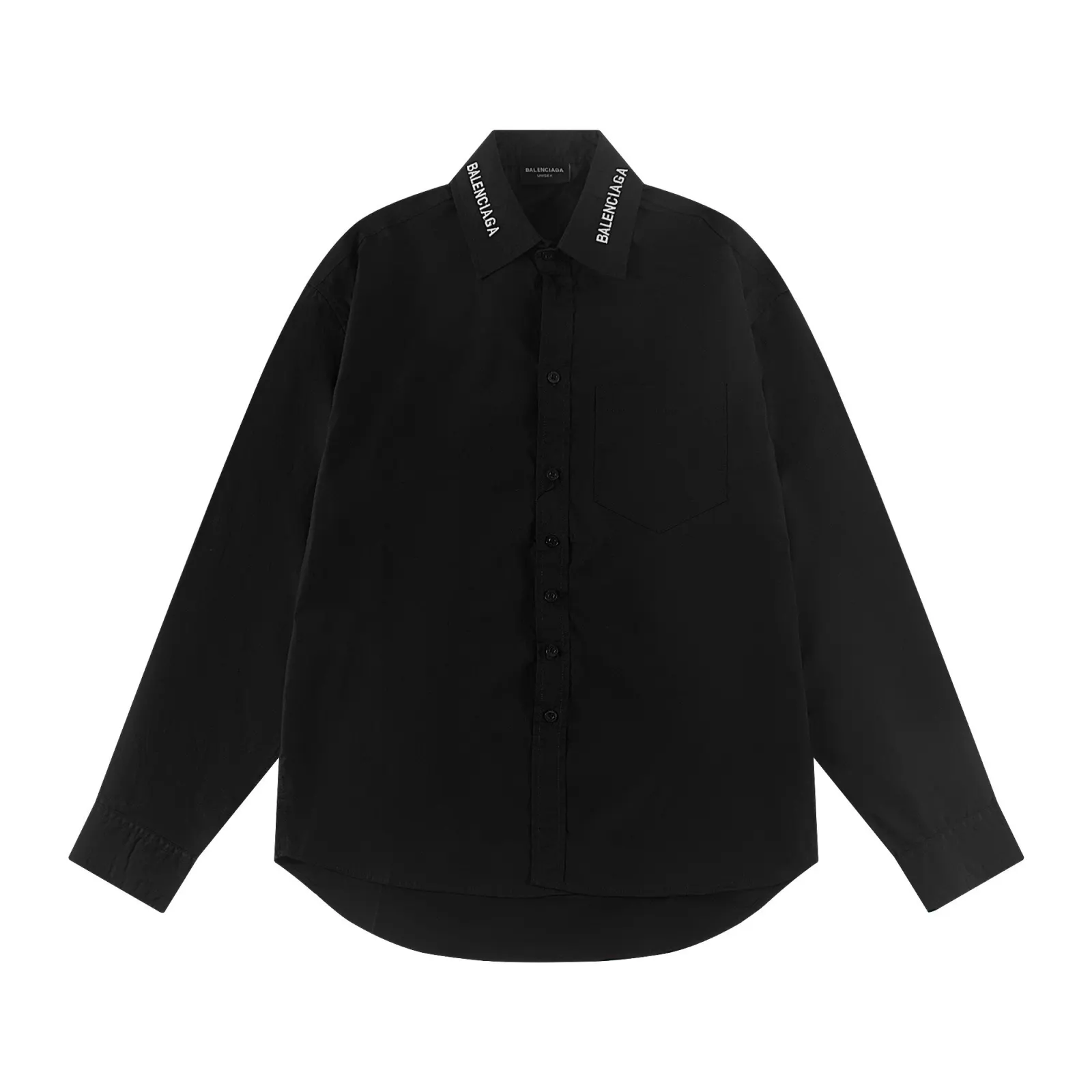 Balenciaga Black Cotton Logo Shirt Loose Casual Style