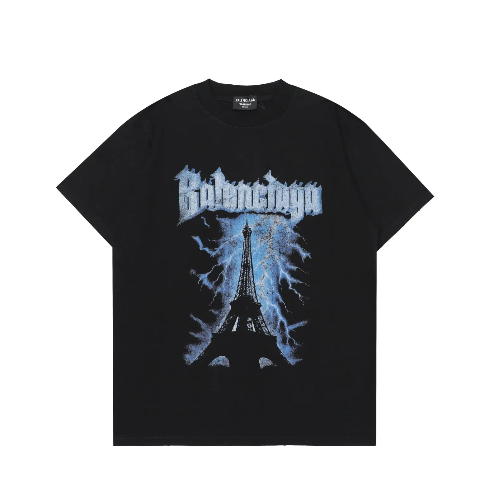 Balenciaga Black Cotton Short Sleeve T-Shirt Loose Casual