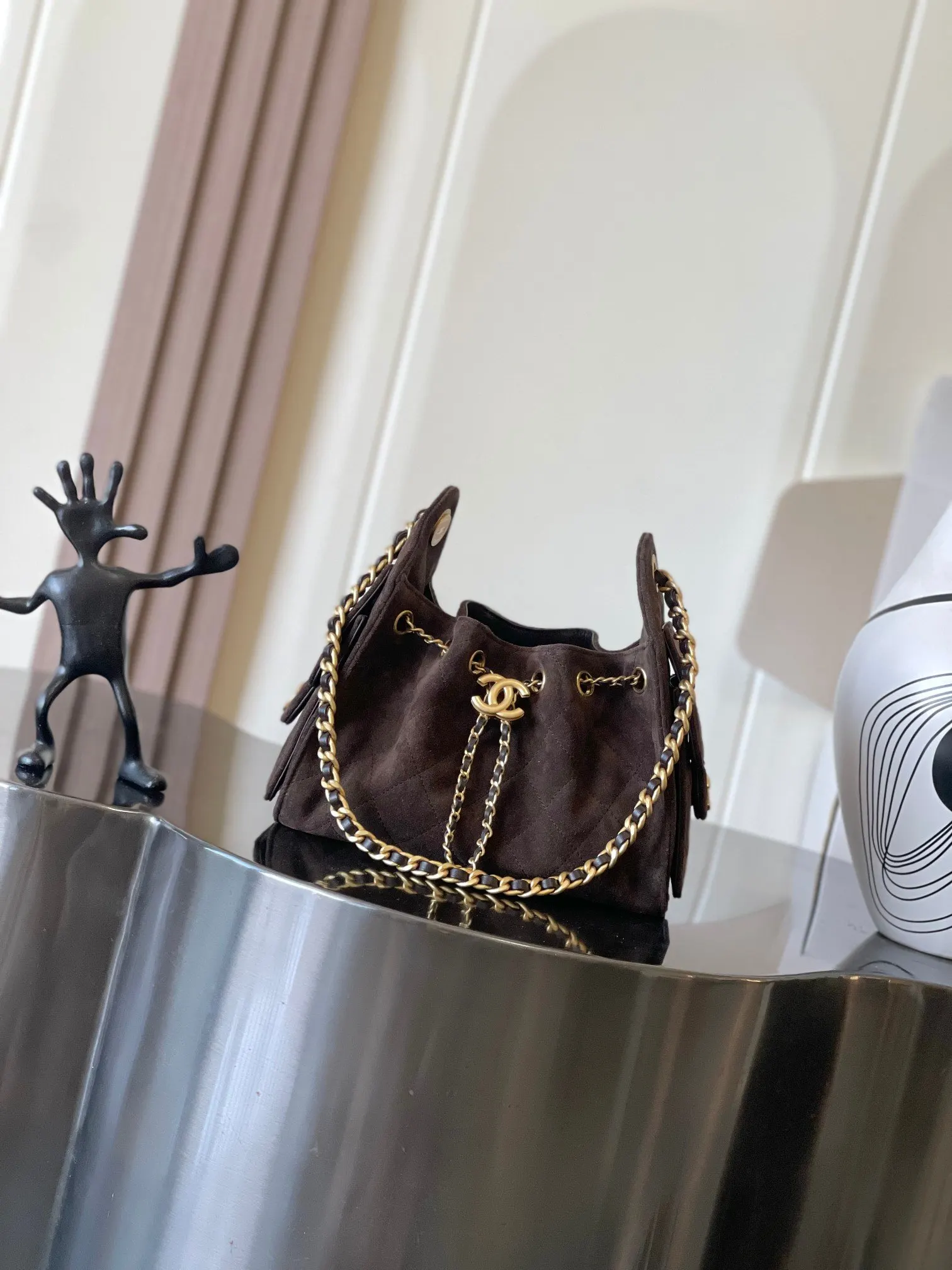 CHANEL 棕色牛皮Hobo腋下包 鏈條款