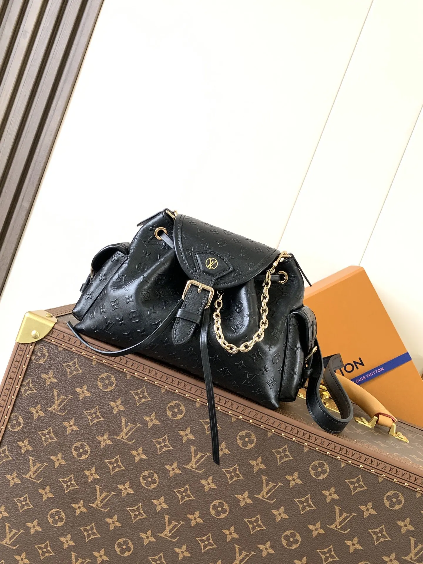 LV 黑色 鏈條包 單肩斜挎款