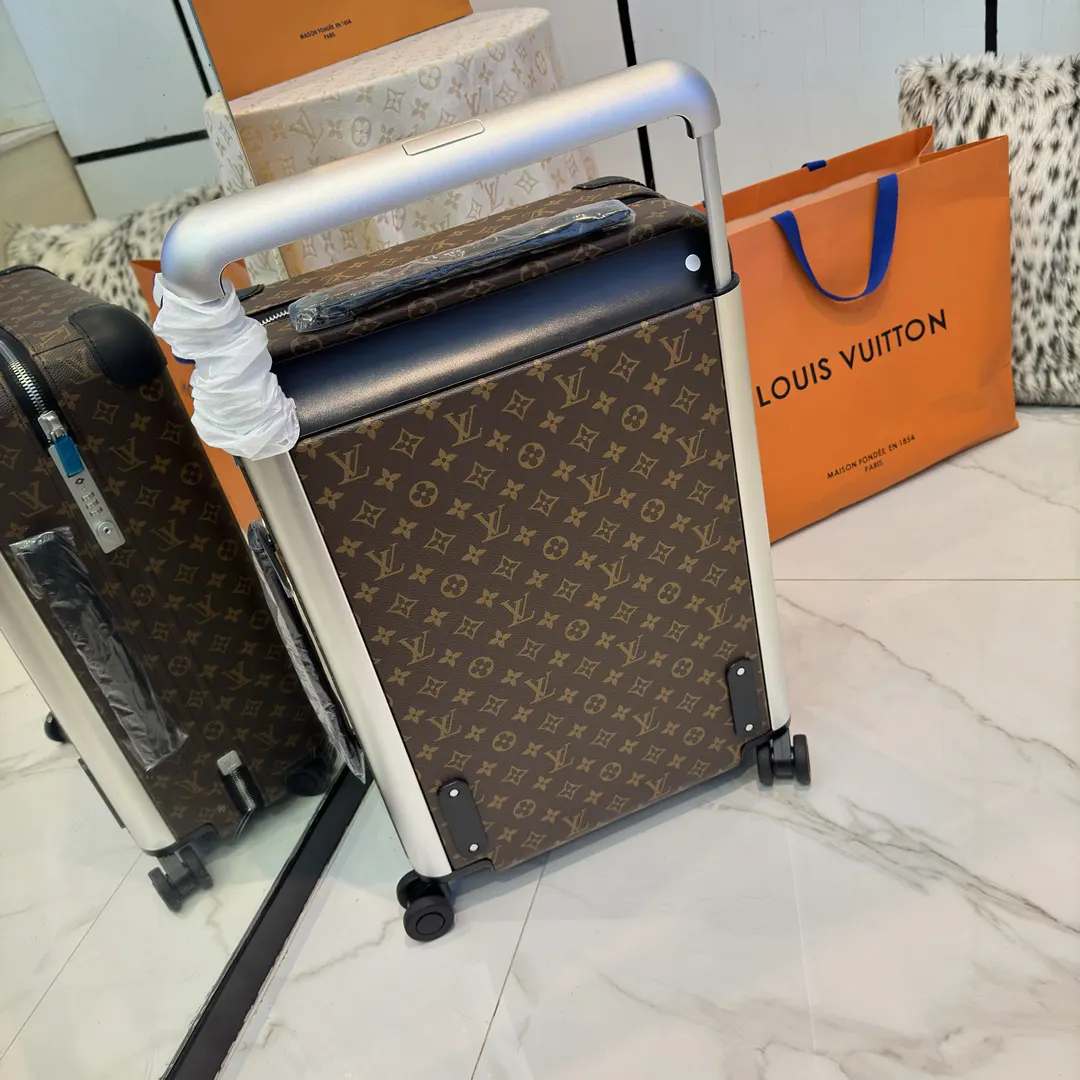 LV 黑色 棕色 帆布 ｜ 版 登机行李箱 四轮 旅行拉杆款 輕便出行款
