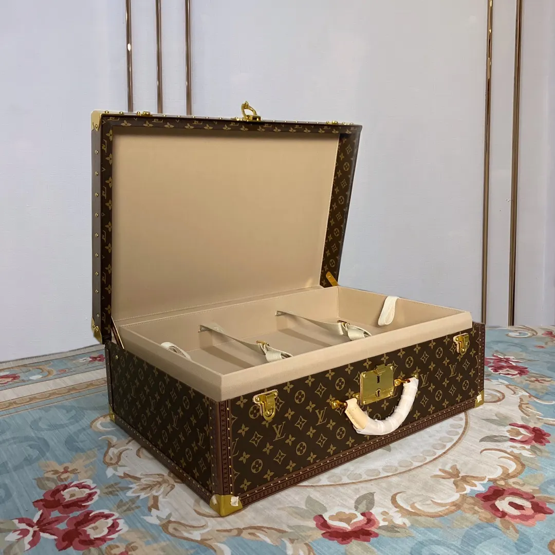 LV 金色 帆布 硬箱 纯铜五金 ALZER 硬箱 著名的Alz 行李箱 旅行拉杆款 轻便出行款