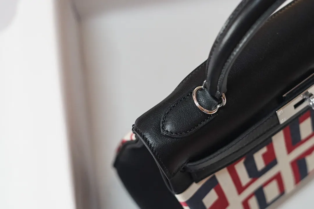 Hermès Kelly 帆布拼皮 手提包 28cm