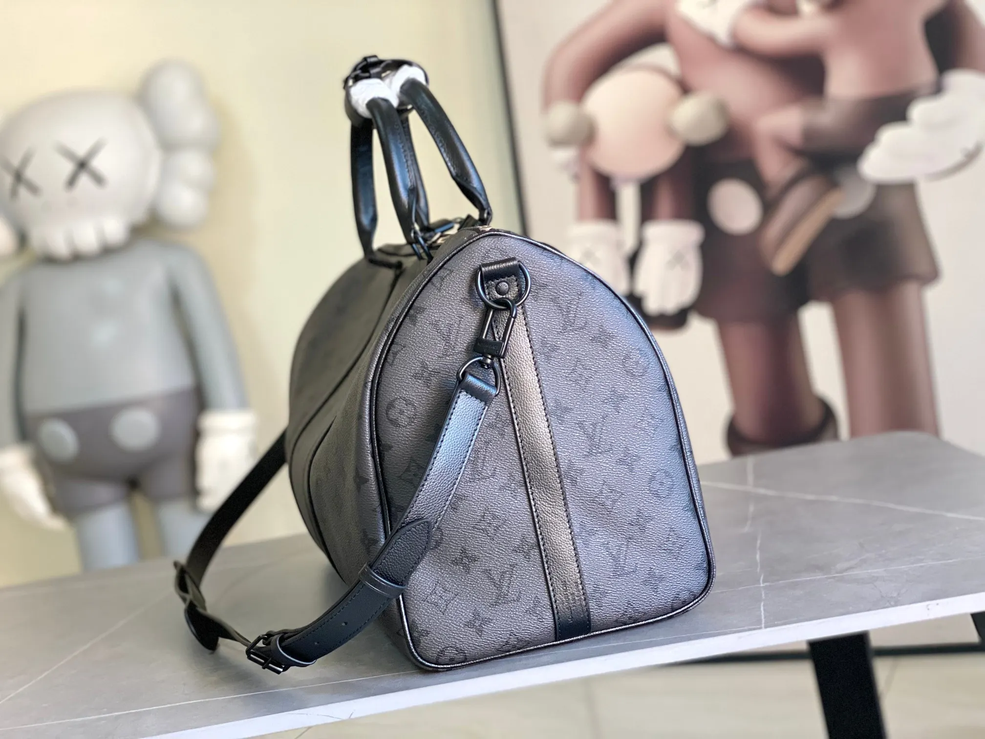 Keepall 灰色 牛皮 旅行袋 大容量旅行款