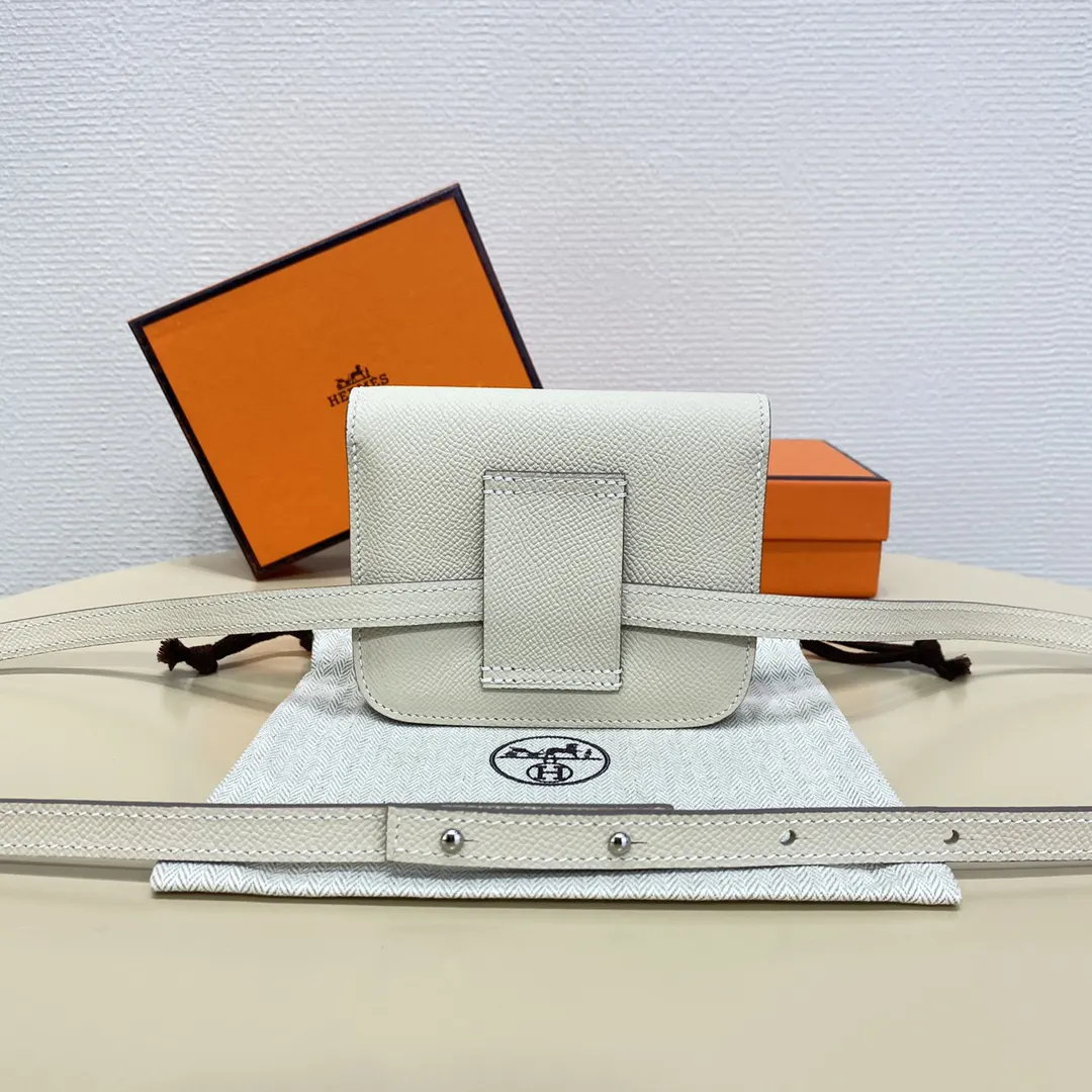 白色 手工蜡线 白色银扣 Constance Slim 珐 腰包 休闲腰包款