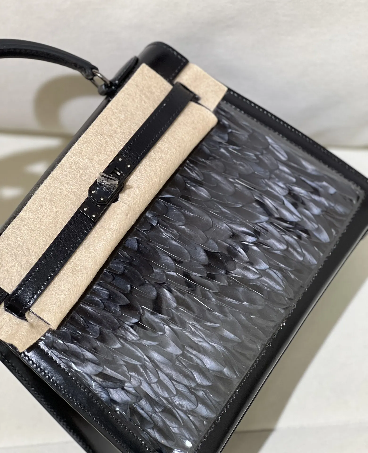 Hermès Kelly 黑色 皮革 手提包