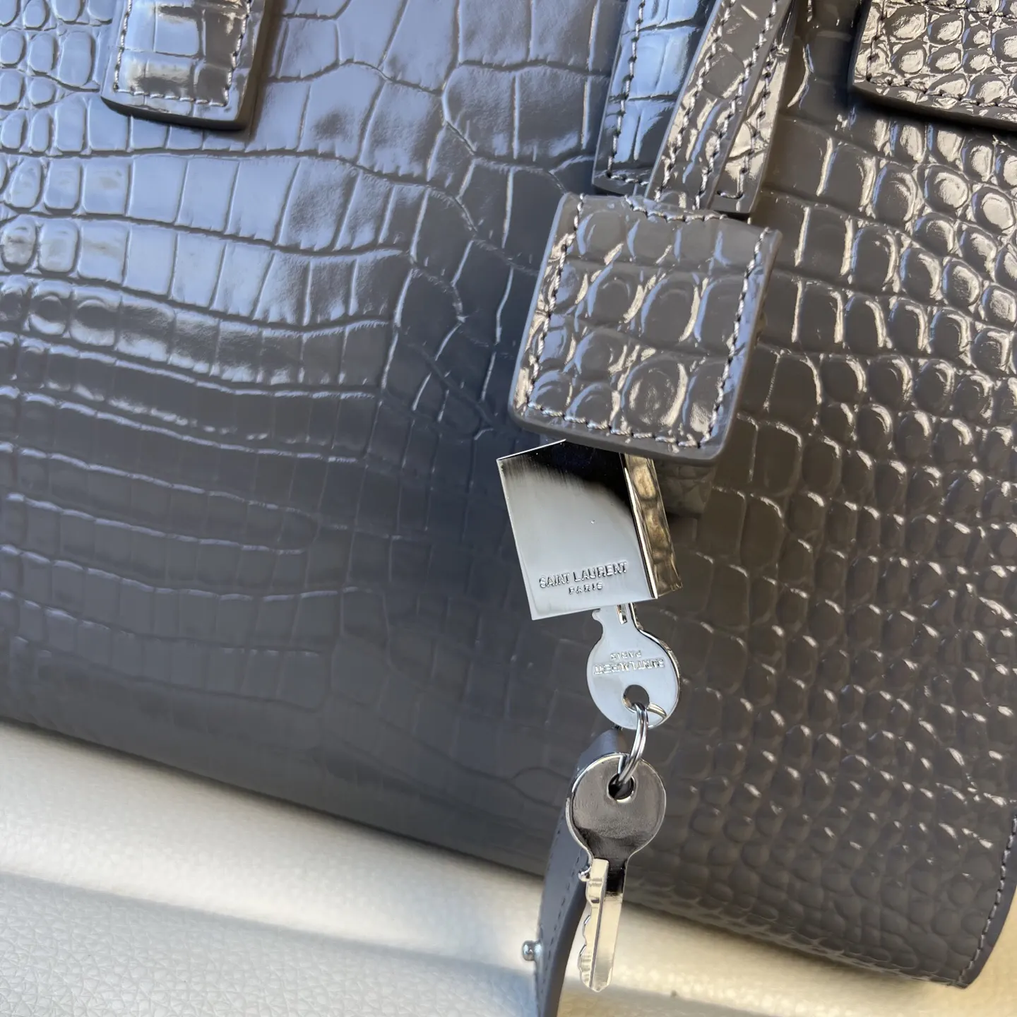 Silver Clutch Bag Leather