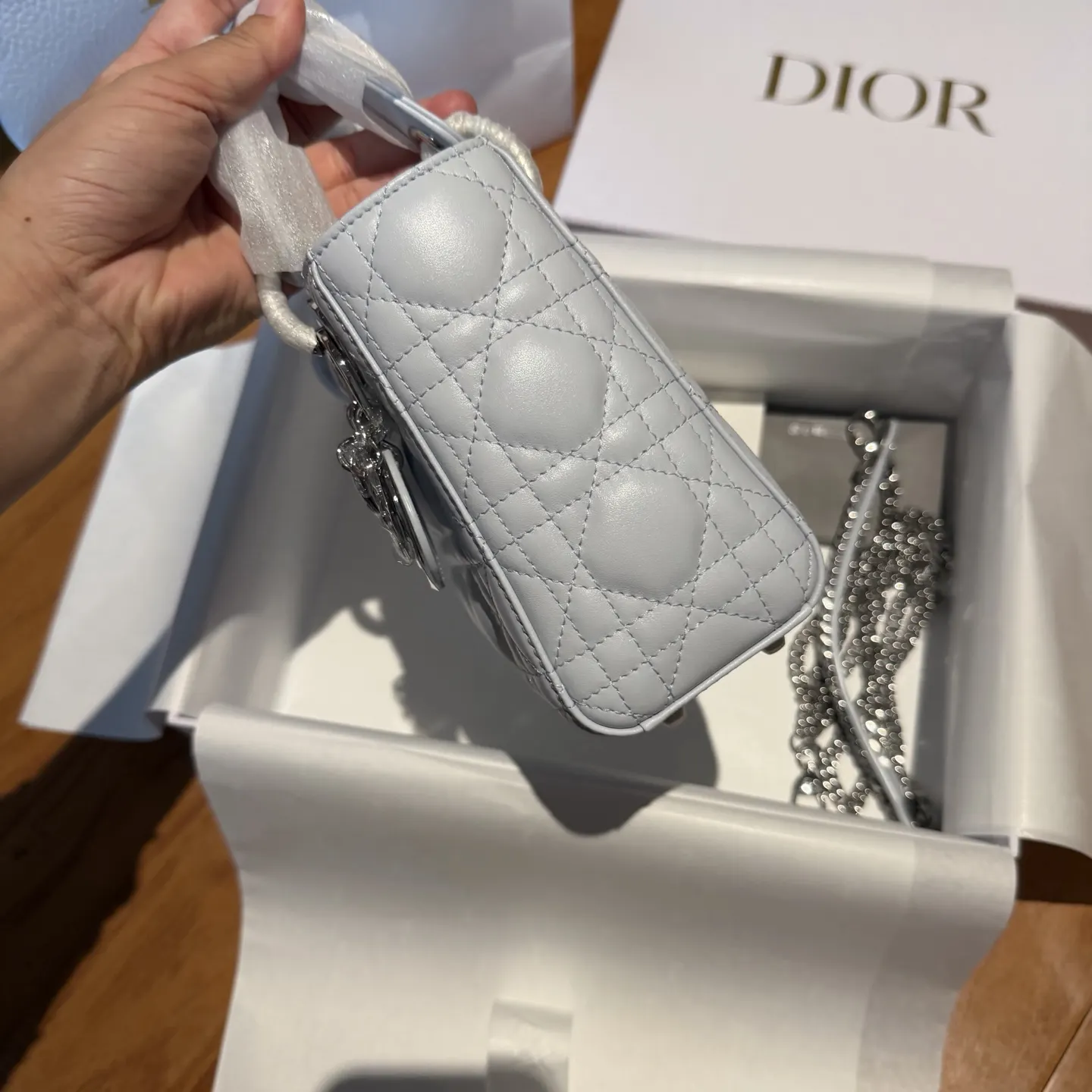 Dior Lady 蓝色 羊皮 链条包 精致链条款