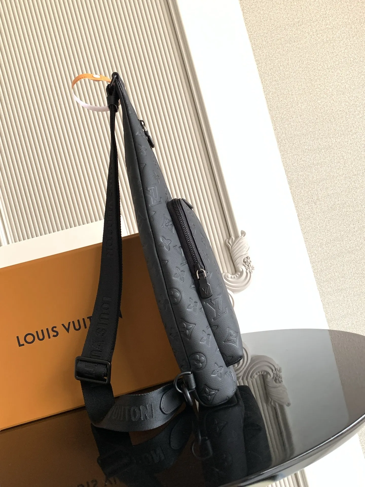 LV Black Embossed Triangle Crossbody Bag Image 3 LV Black Embossed Triangle Crossbody Bag Image 3