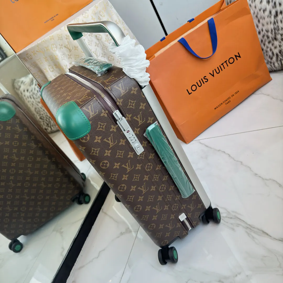 LV 棕色 老花 帆布 ｜ 版 登机行李箱 四轮 旅行拉杆款 輕便出行款
