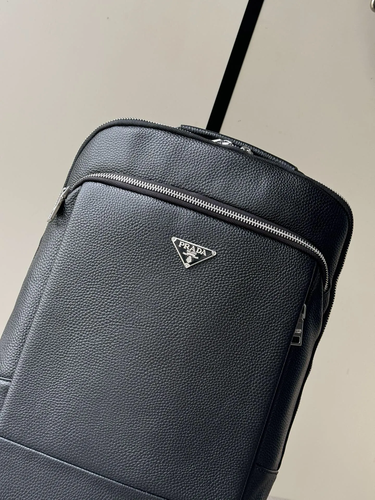 Prada Black Leather Backpack Logo