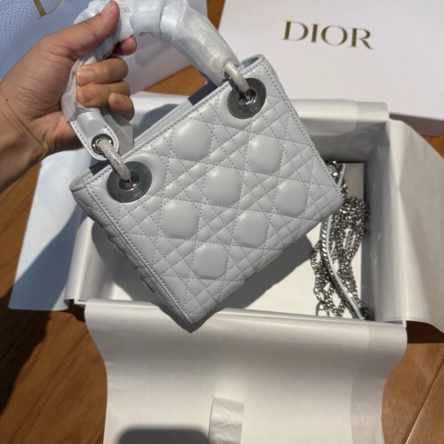 Dior Lady 藍色 羊皮 鏈條包 精致鏈條款