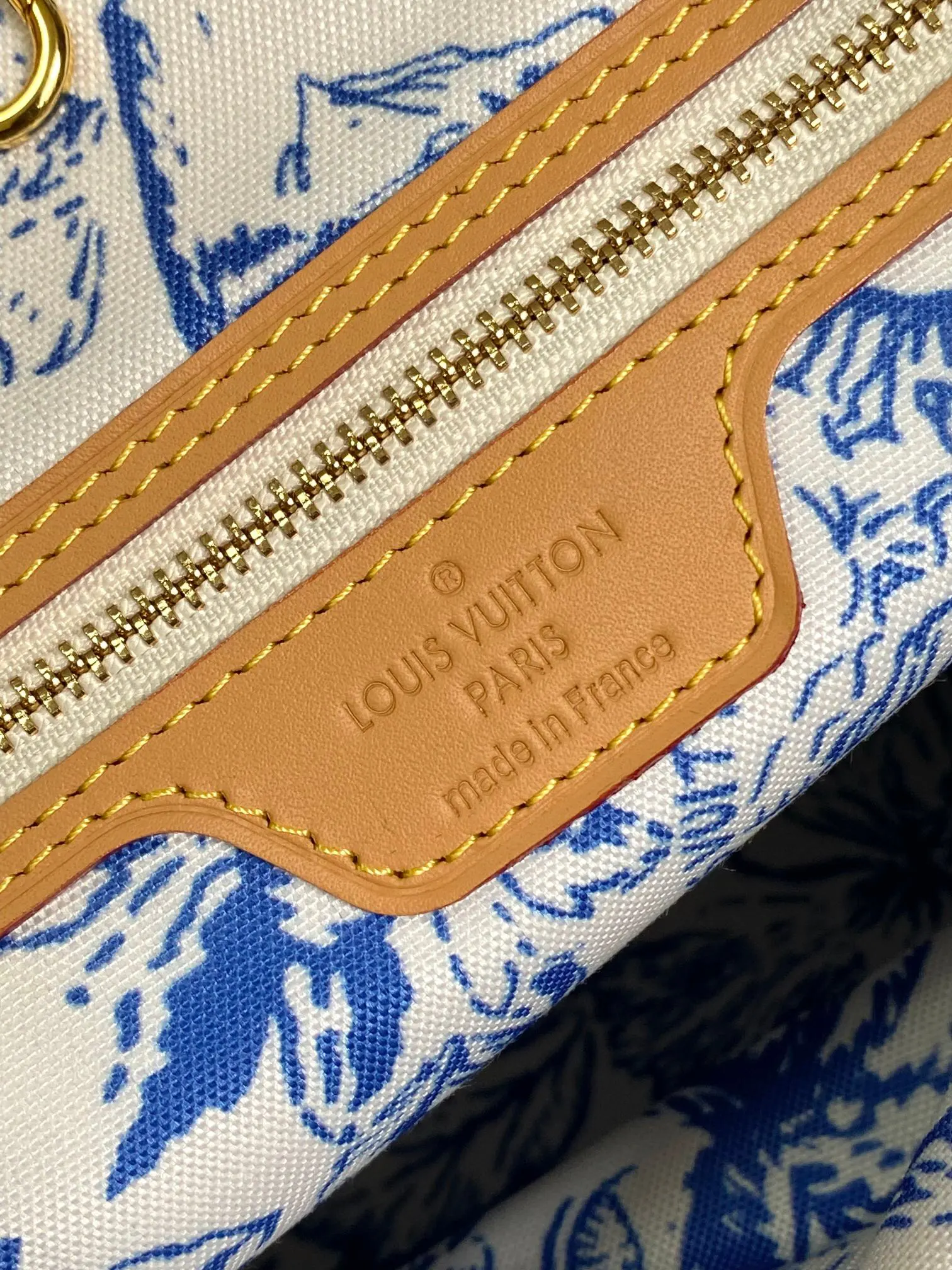 LV Neverfull 藍色 紅色 帆布 托特包 大容量托特款