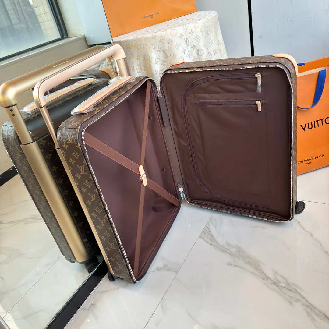 LV 棕色 老花 帆布 ｜ 版 登机行李箱 四轮 旅行拉杆款 轻便出行款