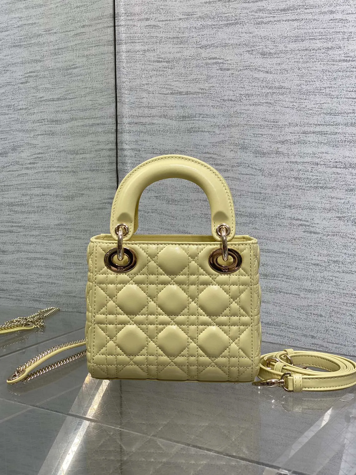 Dior Lady Dior Small Gold Handbag
