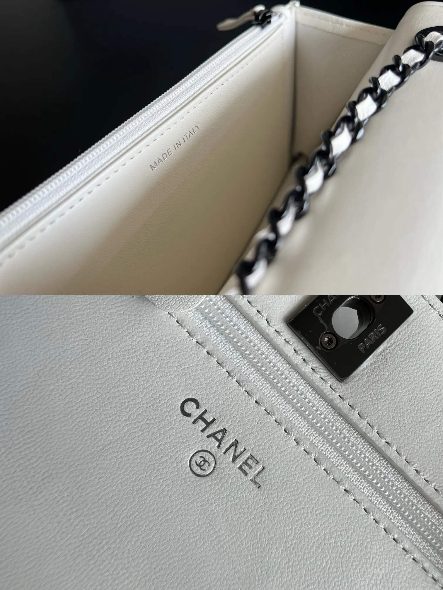 CHANEL 22 Bag 白色牛皮链条包 单肩款