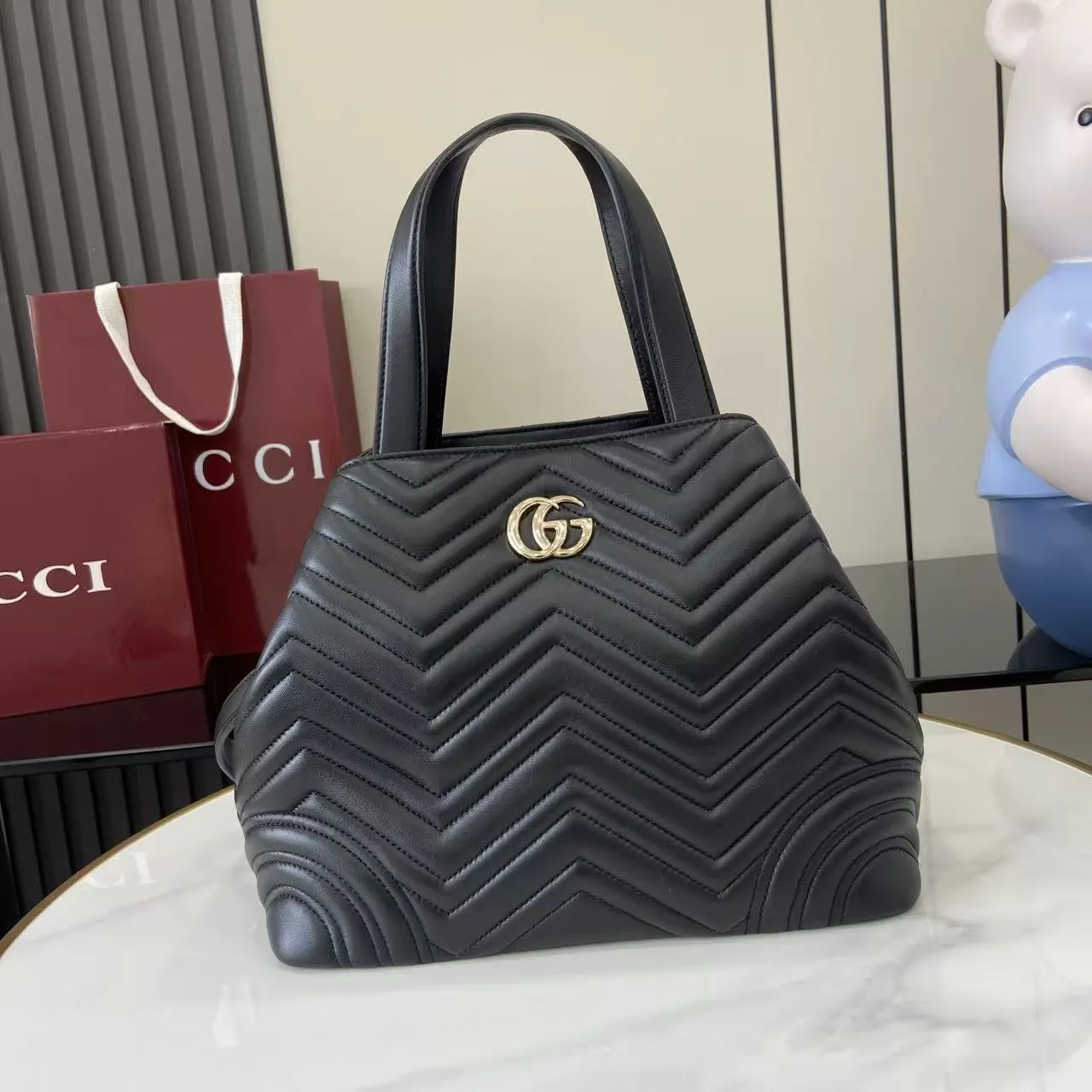 Marmont 黑色 金色 羊皮 托特包 大容量托特款