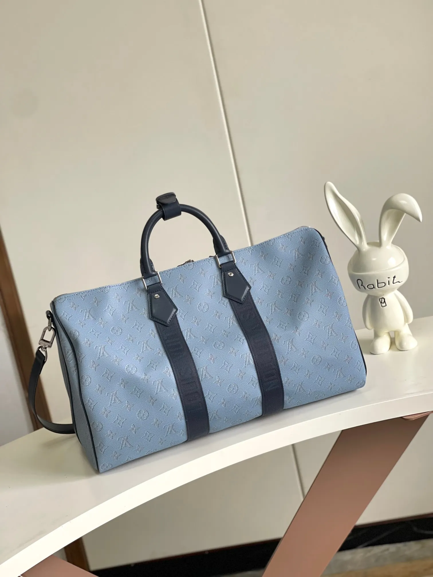 Keepall 藍色 牛皮 旅行袋 大容量旅行款