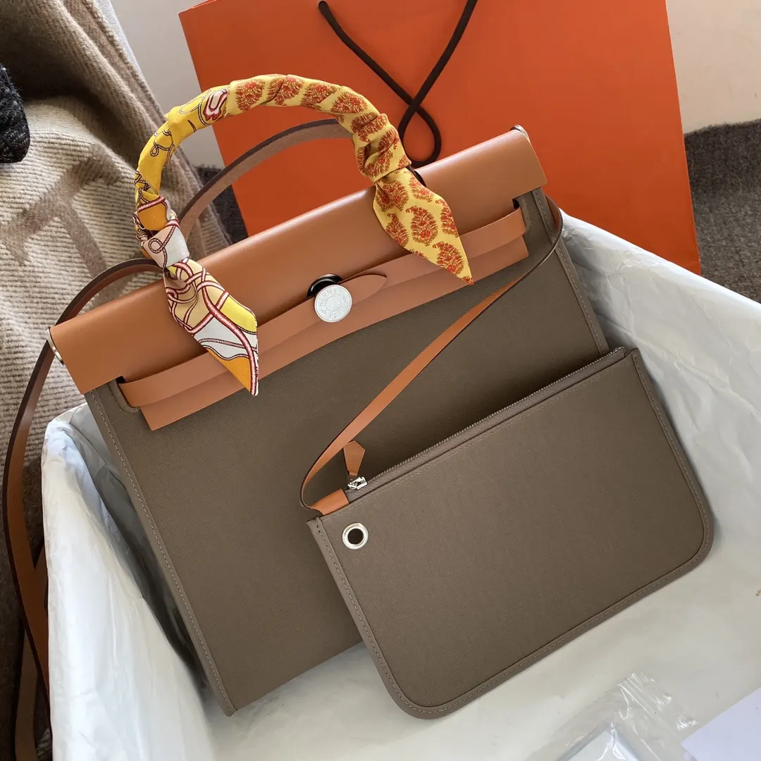 Herbag 31 大象灰 银扣 外缝 细节 实拍 ; 包袋 精选款