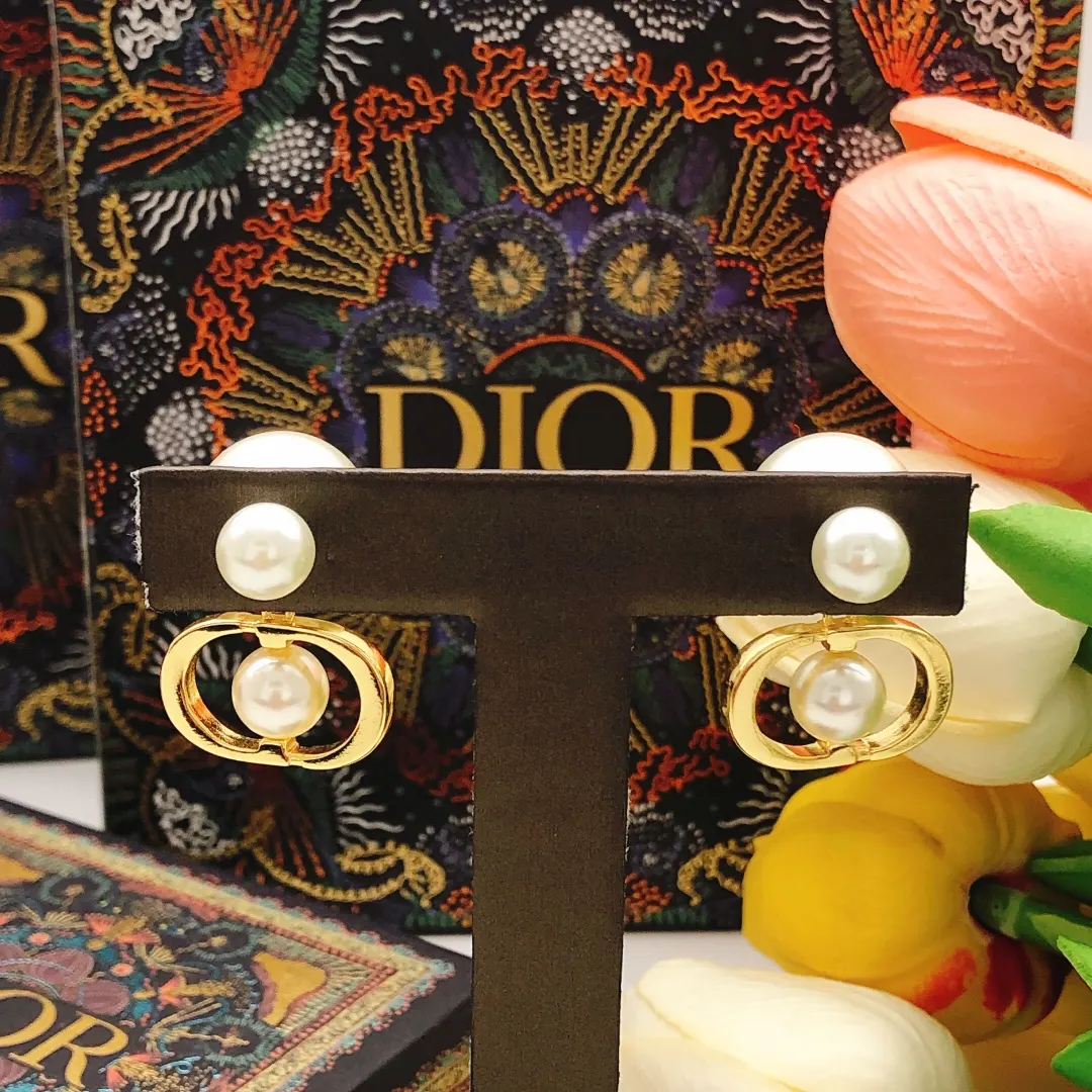 Dior Pearl Earrings Gold