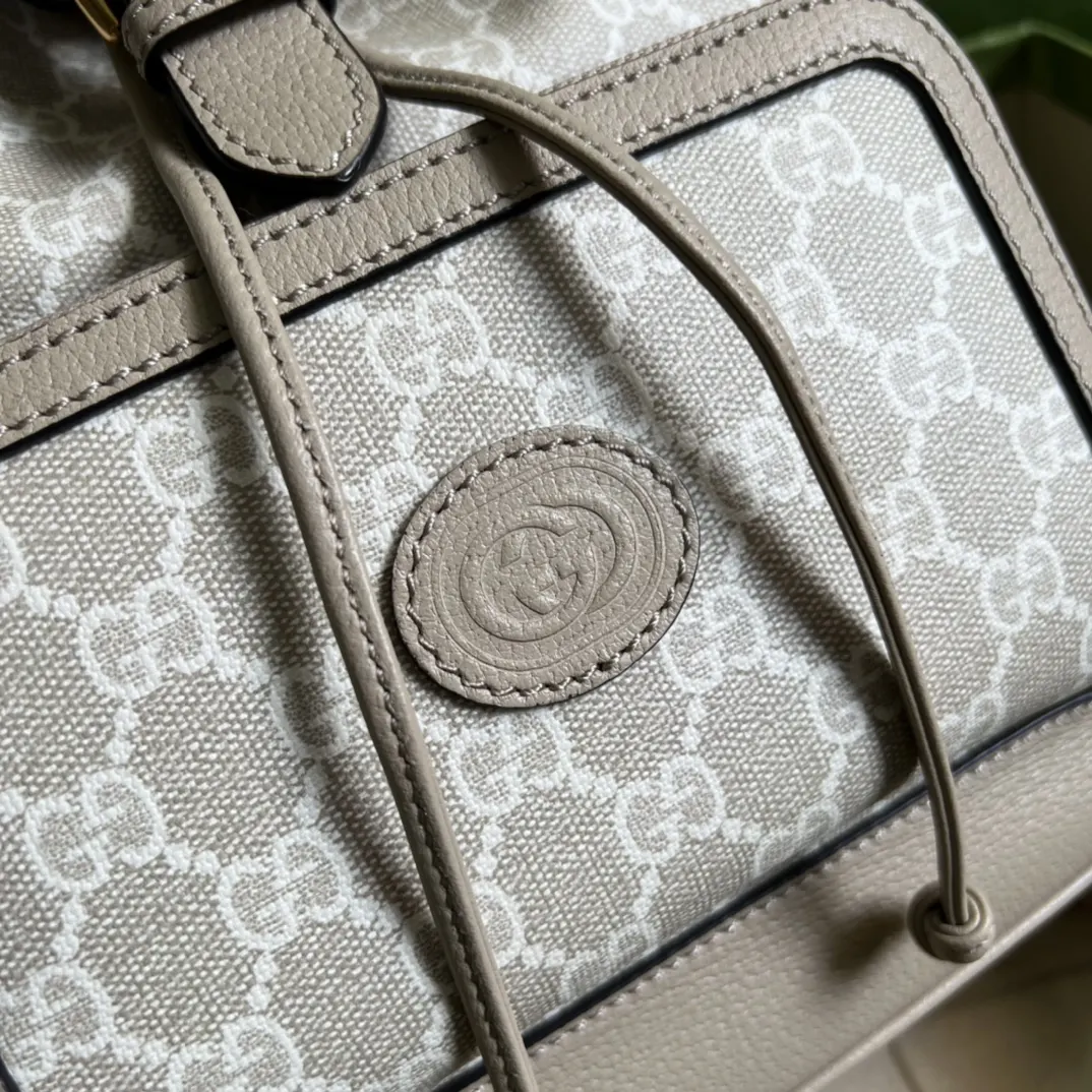 Gucci White Brown Suitcase Travel Lightweight