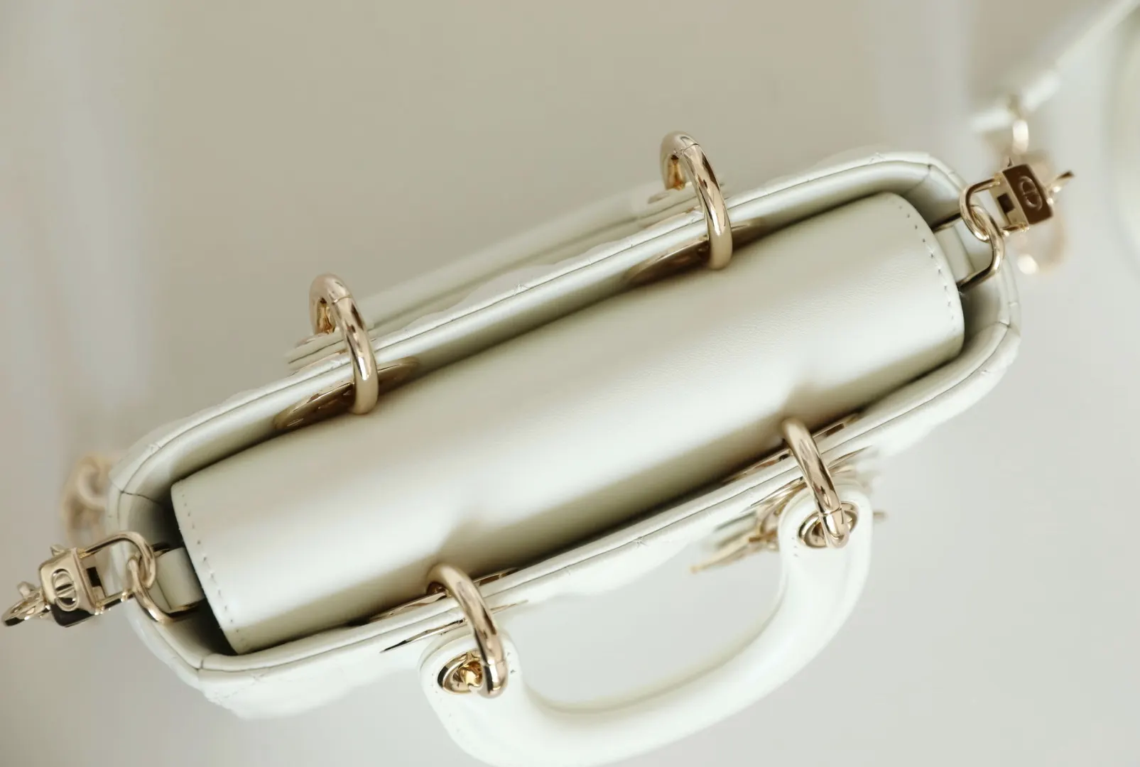 Dior Lady Dior Small White Leather Handbag