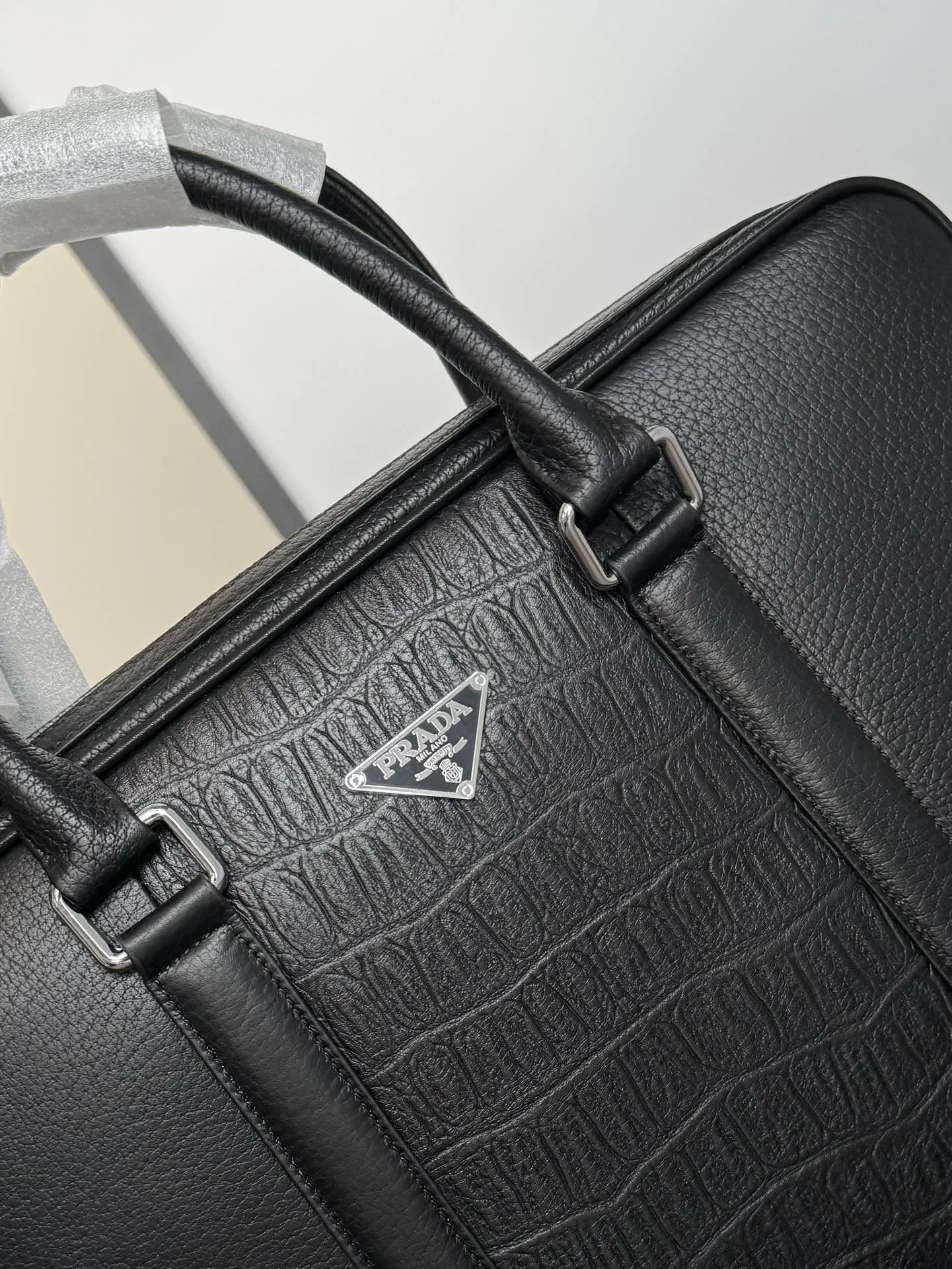 Prada Black Briefcase Business Commuter Leather