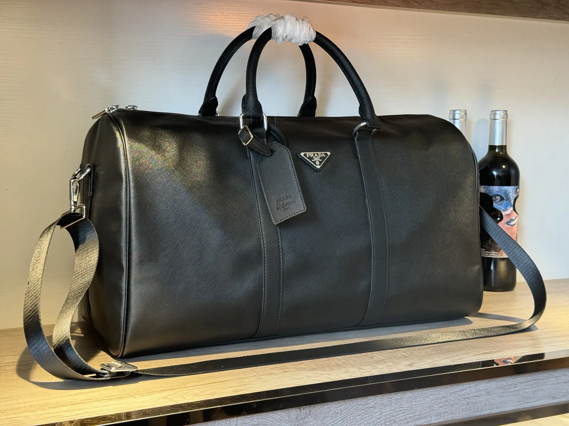 Prada 黑色 白色 尼龍 旅行袋 大容量旅行款