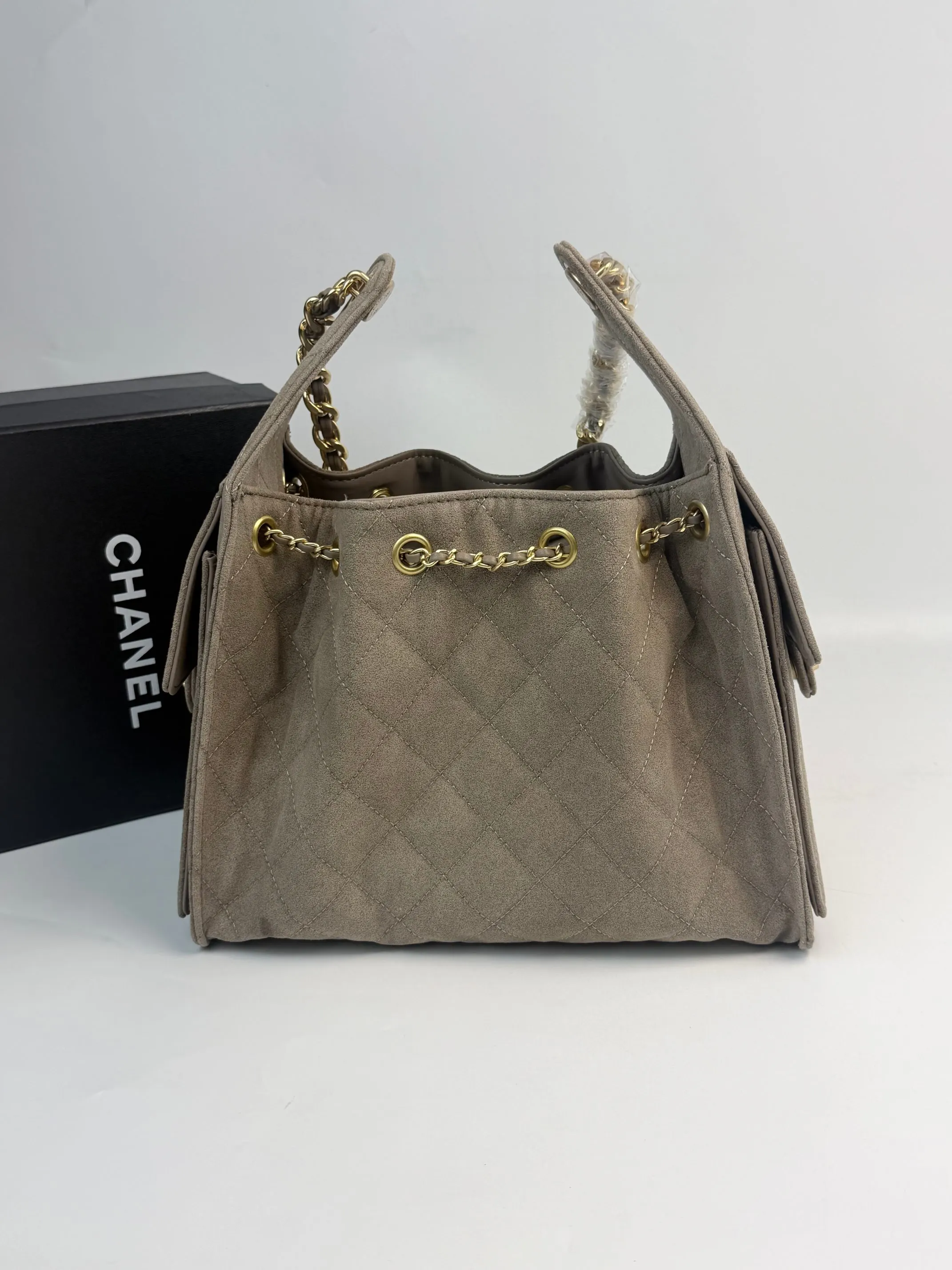 CHANEL Hobo 灰色 牛皮 腋下包 復古腋下背款