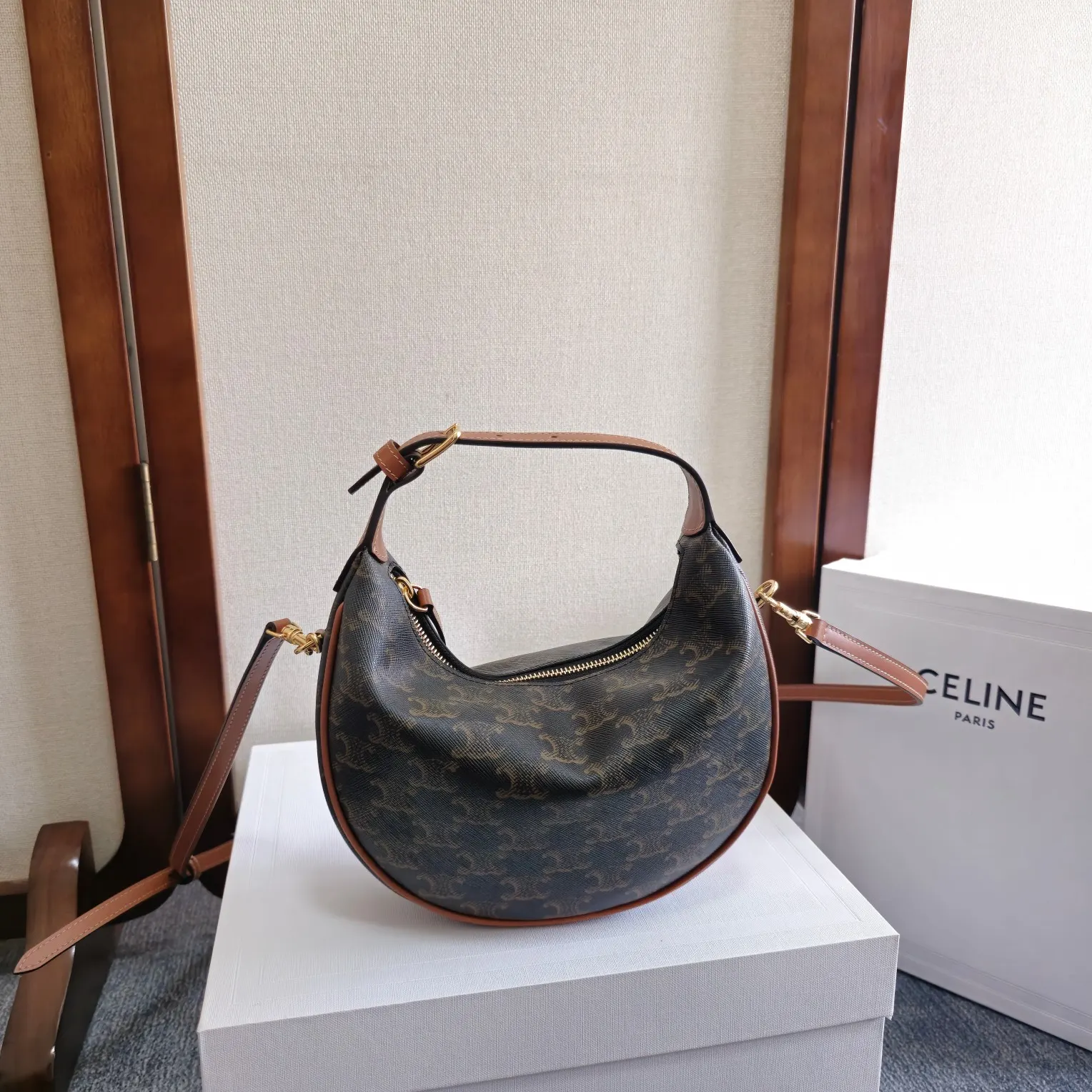 Monogram Crossbody Bag Commuter Lightweight Leather